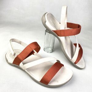 Merrell Air Cushion Memory Foam STRAP SANDALS! MOON White / CLAY Brown Sz 8